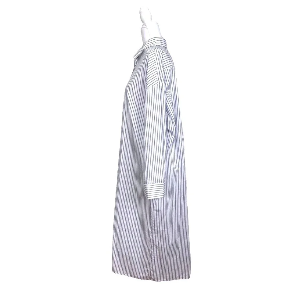 Mohawk General Store SMOCK Japan Stripe Shirt Dress 2 Blue White Button‎ Front